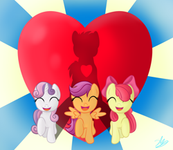 Size: 1500x1300 | Tagged: safe, artist:sky-sketch, derpibooru import, apple bloom, scootaloo, sweetie belle, cutie mark crusaders, hearts as strong as horses