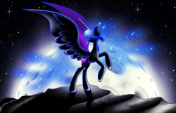 Size: 4650x3000 | Tagged: safe, artist:flamevulture17, derpibooru import, nightmare moon, missing accessory, solo