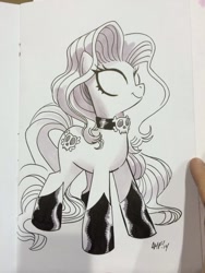 Size: 600x800 | Tagged: safe, artist:tonyfleecs, collar, lady death, ponified, solo, traditional art, white hair