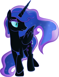 Size: 3000x3911 | Tagged: safe, artist:theshadowstone, derpibooru import, nightmare moon, alicorn, pony, high res, missing accessory, nicemare moon, raised hoof, simple background, smiling, solo, transparent background, vector