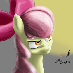 Size: 3000x3000 | Tagged: safe, artist:hosendamaru, apple bloom, angry, angry series, realistic, solo