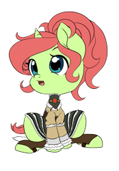 Size: 1103x1583 | Tagged: safe, artist:quila111, derpibooru import, oc, oc only, oc:spring, pony, unicorn, adoptable, chibi, female, mare, simple background, solo, steampunk, transparent background