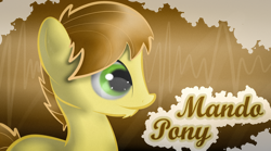 Size: 3000x1663 | Tagged: safe, artist:allyster-black, derpibooru import, oc, oc only, oc:mandopony, solo