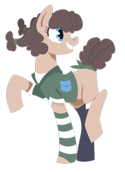 Size: 811x1117 | Tagged: safe, artist:dbkit, oc, oc only, oc:potato chip, earth pony, pony, blank flank, clothes, female, offspring, parent:cheese sandwich, parent:pinkie pie, parents:cheesepie, solo