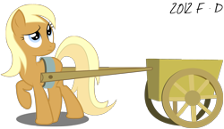 Size: 2269x1319 | Tagged: safe, artist:flash-draw, apple cobbler, earth pony, pony, 2012, apple family member, background pony, cart, female, mare, raised hoof, simple background, solo, transparent background, vector