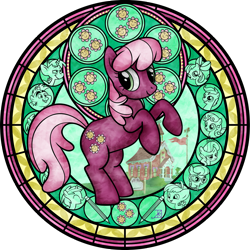 Size: 2500x2498 | Tagged: safe, artist:akili-amethyst, derpibooru import, apple bloom, cheerilee, diamond tiara, featherweight, scootaloo, silver spoon, snails, snips, sweetie belle, cutie mark crusaders, dive to the heart, kingdom hearts, pencil, stained glass