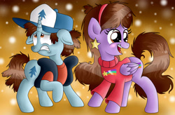 Size: 3500x2300 | Tagged: safe, artist:mlpegasis4898, braces, dipper pines, gravity falls, mabel pines, ponified