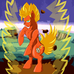 Size: 2500x2500 | Tagged: safe, artist:big-mac-a-brony, derpibooru import, dragon ball z, goku, ponified, solo, super saiyan