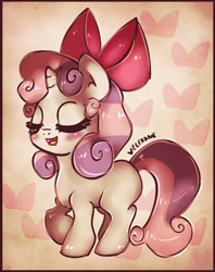 Size: 692x875 | Tagged: safe, artist:velexane, sweetie belle, somepony to watch over me, bow, solo