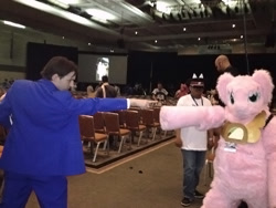 Size: 1024x768 | Tagged: artist needed, safe, derpibooru import, oc, oc:fluffle puff, human, 2014, ace attorney, bronycon, convention, cosplay, crossover, element of tacos, fursuit, irl, irl human, phoenix wright, photo