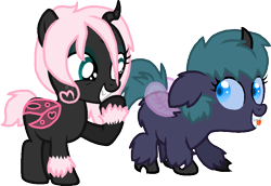 Size: 908x625 | Tagged: safe, artist:batmanbrony, artist:starryoak, oc, oc only, oc:pomf puff, oc:pupa puff, changeling, hybrid, original species, blue changeling, changeling oc, interspecies offspring, magical lesbian spawn, offspring, parent:oc:fluffle puff, parent:queen chrysalis, parents:canon x oc, parents:chrysipuff, pink changeling, simple background, transparent background, vector