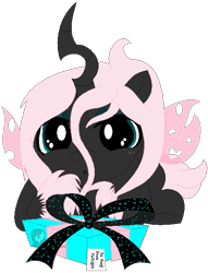 Size: 479x627 | Tagged: safe, artist:ipandacakes, oc, oc only, oc:pomf puff, changeling, hybrid, original species, changeling oc, interspecies offspring, magical lesbian spawn, offspring, parent:oc:fluffle puff, parent:queen chrysalis, parents:canon x oc, parents:chrysipuff, pink changeling, present, simple background, solo, transparent background, vector