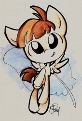 Size: 1233x1815 | Tagged: safe, artist:kelly-jo, derpibooru import, featherweight, pegasus, pony, colt, cute, featherbetes, male, solo, traditional art