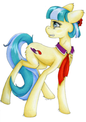 Size: 2072x2929 | Tagged: safe, artist:savor-the-moments, coco pommel, earth pony, pony, female, mare, solo, traditional art, two toned mane, white coat