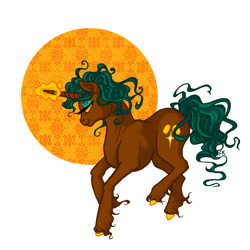 Size: 800x800 | Tagged: safe, artist:malliya, derpibooru import, oc, oc only, oc:goldy loots, pony, unicorn, eyeshadow, female, magic, mare, solo, unshorn fetlocks