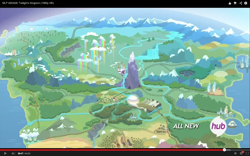 Size: 1280x800 | Tagged: safe, derpibooru import, screencap, twilight's kingdom, equestria, hub logo, map of equestria, rainbow power, youtube