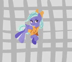 Size: 1150x995 | Tagged: safe, artist:ro-z-po-z, derpibooru import, flitter, pegasus, pony, bow, clothes, prison, prison outfit, prisoner, solo