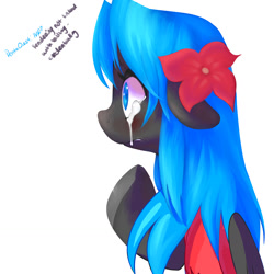 Size: 1280x1280 | Tagged: safe, artist:kilo, derpibooru import, oc, oc only, oc:fire juggler blue, crying, solo