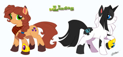 Size: 850x396 | Tagged: safe, artist:chalodillo, alejandra coldthorn, las lindas, mora linda, ponified, simple background