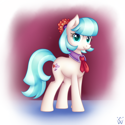 Size: 2400x2400 | Tagged: safe, artist:clickworks, derpibooru import, coco pommel, looking at you, smiling, solo, standing