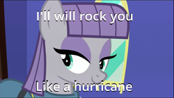 Size: 1920x1080 | Tagged: safe, edit, edited screencap, screencap, maud pie, maud pie (episode), caption, image macro, meme, pick up line, rock pun, rock you like a hurricane, scorpions, scorpions (band), solo, the scorpions