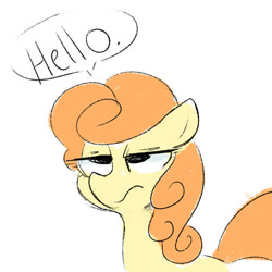 Size: 500x500 | Tagged: safe, artist:pegacornss, derpibooru import, carrot top, golden harvest, simple background, solo, unamused