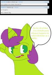 Size: 1178x1702 | Tagged: safe, artist:fluffyfan, derpibooru import, oc, oc only, oc:lime fizz, breezie, ask, askthebreeziecollector, practice, solo, tumblr, twoinone