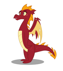 Size: 600x678 | Tagged: safe, artist:queencold, derpibooru import, garble, garbledina, dragon, dragoness, frown, rule 63, simple background, solo, spread wings, story in the comments, surprised, teenaged dragon, transparent background, wide eyes