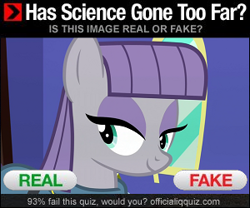 Size: 300x250 | Tagged: safe, edit, edited screencap, screencap, maud pie, maud pie (episode), has science gone too far?, image macro, meme, real or fake, smiling, solo, when she smiles