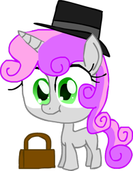 Size: 480x614 | Tagged: safe, artist:mushroomcookiebear, derpibooru import, sweetie belle, hat, solo