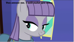 Size: 1288x724 | Tagged: safe, screencap, maud pie, maud pie (episode), eska, image macro, meme, quote, smiling, solo, the legend of korra