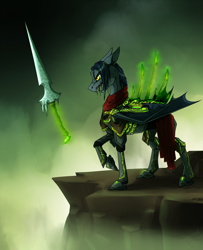 Size: 2440x3000 | Tagged: safe, artist:sunny way, oc, oc only, bat pony, pony, commission, cryx, festral, magic, night, rcf community, solo, warcasters