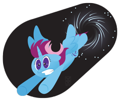 Size: 3300x2550 | Tagged: safe, artist:inspectornills, derpibooru import, oc, oc only, oc:parcly taxel, alicorn, pony, alicorn oc, flying, solo, space, wormhole