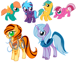 Size: 600x484 | Tagged: safe, artist:sakuyamon, derpibooru import, oc, oc only, earth pony, flutter pony, pegasus, pony, unicorn, adoptable