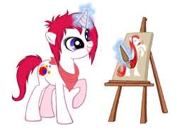 Size: 733x551 | Tagged: safe, artist:brah-j, derpibooru import, oc, oc only, oc:splatter hooves, canvas, painting, simple background, solo, transparent background