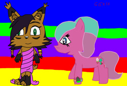 Size: 1373x936 | Tagged: safe, artist:girlygirlykitty58, derpibooru import, sweetberry, g3, 1000 hours in ms paint, crossover, nicole, nicole the holo-lynx, sonic the hedgehog (series)