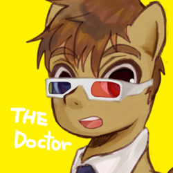 Size: 311x311 | Tagged: safe, artist:c-minded, derpibooru import, doctor whooves, 3d glasses, david tennant, doctor who, pixiv, ponified, solo, tenth doctor