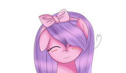 Size: 1024x600 | Tagged: safe, artist:little-charlott, derpibooru import, oc, oc only, earth pony, pony, adoptable, blushing, bow, eyes closed, solo