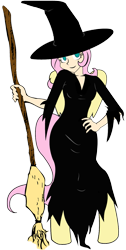 Size: 1075x2141 | Tagged: safe, artist:dj-black-n-white, derpibooru import, oc, oc only, oc:ivy, satyr, clothes, colored, costume, offspring, parent:fluttershy, solo, witch