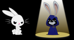 Size: 1302x705 | Tagged: safe, angel bunny, rabbit, angry, bunny raven, grumpy, raven (teen titans), teen titans