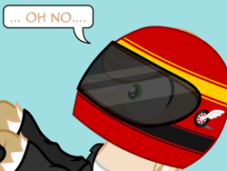 Size: 640x480 | Tagged: safe, artist:aha-mccoy, derpibooru import, oc, oc only, oc:jay aaron mclovin, pony, nopony-ask-mclovin, helmet, male, motorcycle helmet, solo, speech bubble, stallion