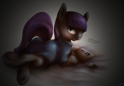 Size: 1740x1217 | Tagged: safe, artist:slackerthehacker, derpibooru import, maud pie, book, reading, solo, underhoof