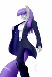 Size: 2500x3648 | Tagged: safe, artist:bludraconoid, maud pie, anthro, belly button, clothes, jacket, midriff, solo