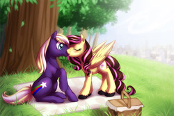 Size: 800x533 | Tagged: safe, artist:shinepawpony, derpibooru import, oc, oc only, earth pony, pegasus, pony, picnic