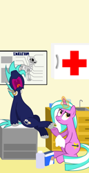 Size: 2000x3866 | Tagged: safe, artist:masem, derpibooru import, oc, oc only, oc:hoof beatz, oc:mane event, pony, unicorn, anatomy chart, bronycon, bronycon mascots, chart, cute, doctor's office, female, hoofevent, mare, nurse, underhoof, vector