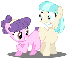 Size: 1056x892 | Tagged: safe, artist:jcking101, coco pommel, suri polomare, butt bump, butt to butt, butt touch, filly