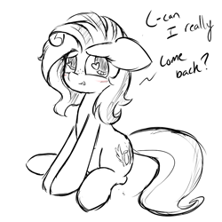 Size: 1000x1000 | Tagged: safe, artist:lightningnickel, derpibooru import, oc, oc only, oc:milky way, pony, /mlp/, 4chan, blushing, female, floppy ears, heart eyes, mare, monochrome, sitting, solo, wingding eyes