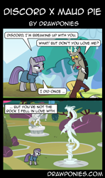 Size: 850x1435 | Tagged: safe, artist:drawponies, discord, maud pie, breakup, comic, dismaud, female, male, shipping, straight