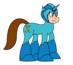 Size: 821x729 | Tagged: safe, artist:yagoshi, crossover, megaman, megaman x, megapony, ponified, solo