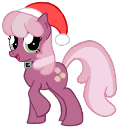 Size: 1190x1258 | Tagged: safe, artist:quarium, derpibooru import, cheerilee, collar, hat, santa hat, solo